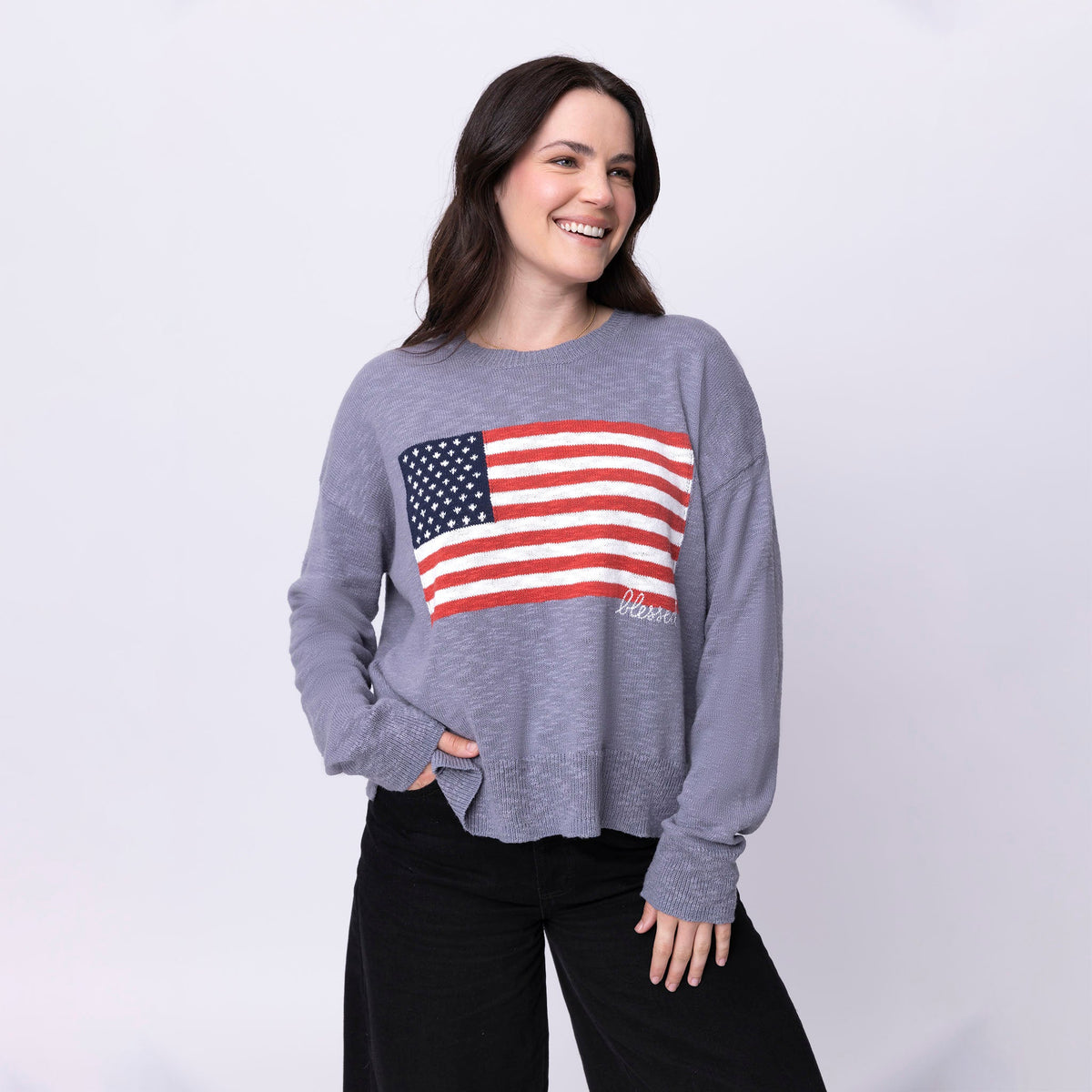 Blessed Flag Pullover Sweater
