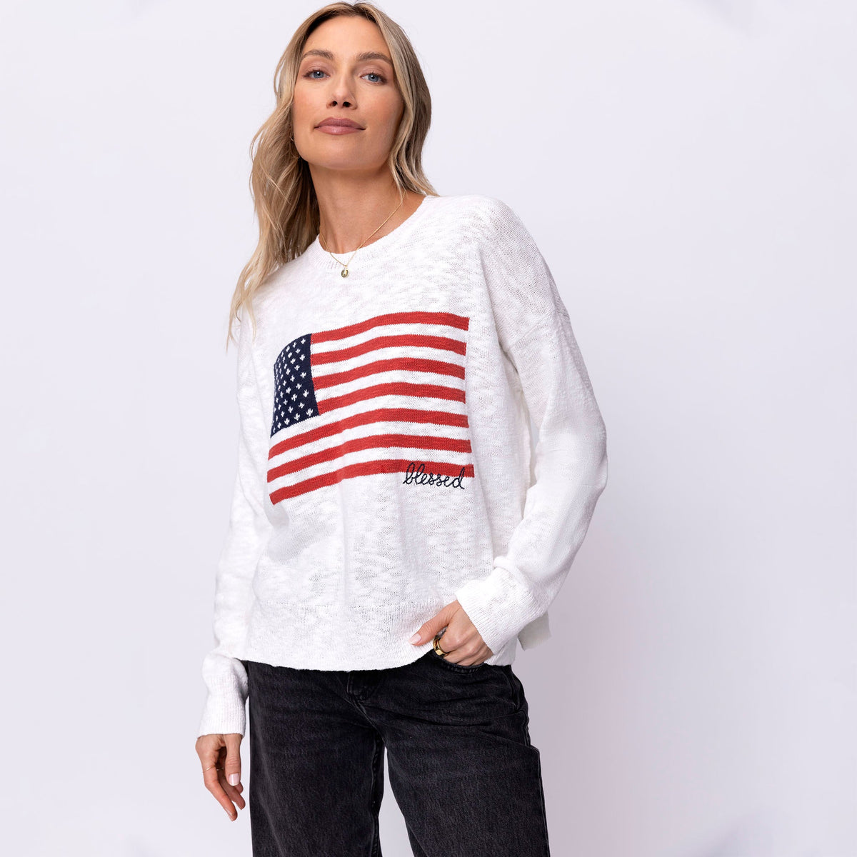 Blessed Flag Pullover Sweater