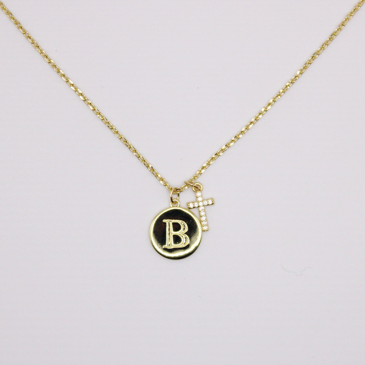 Initial Cross Gold Necklace
