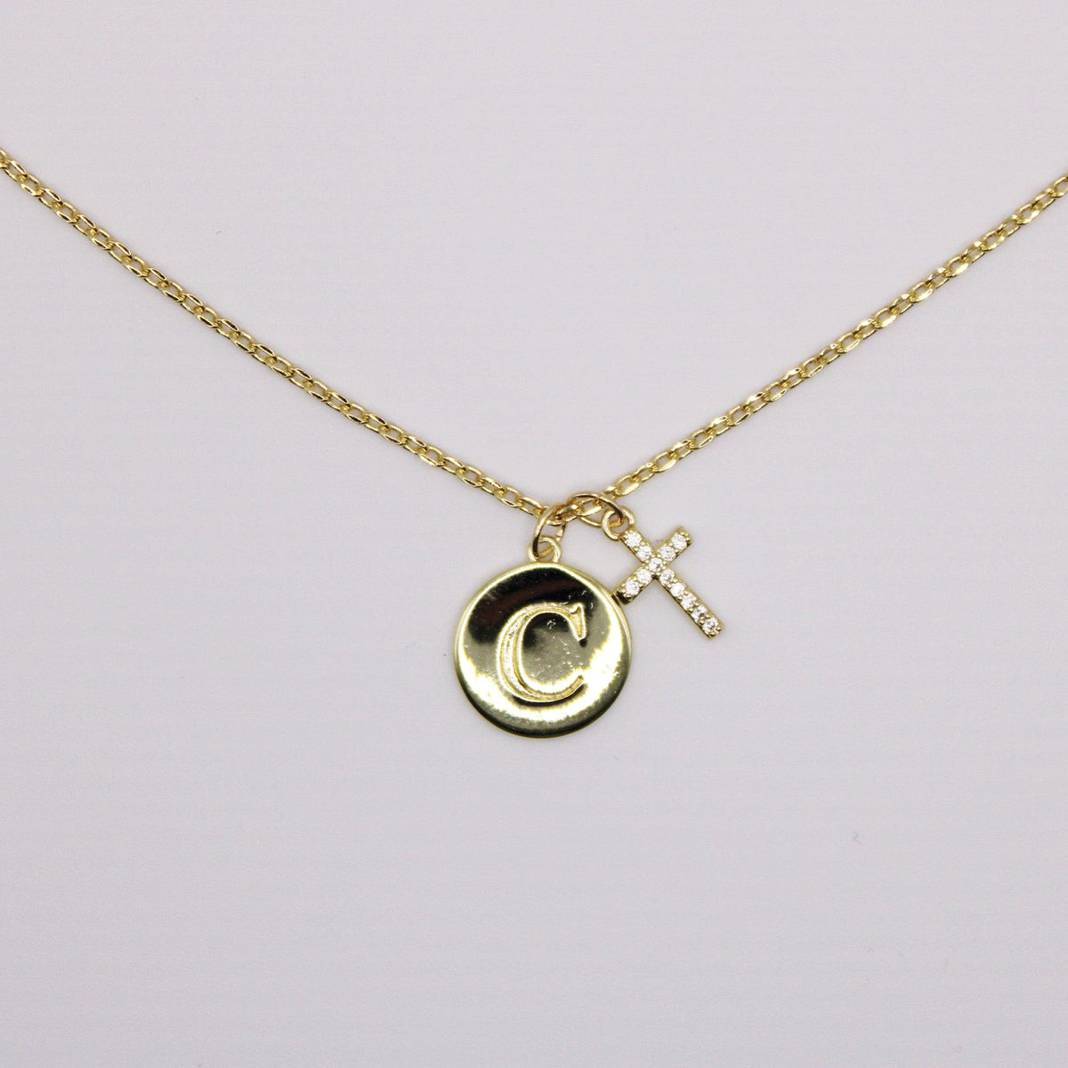 Initial Cross Gold Necklace