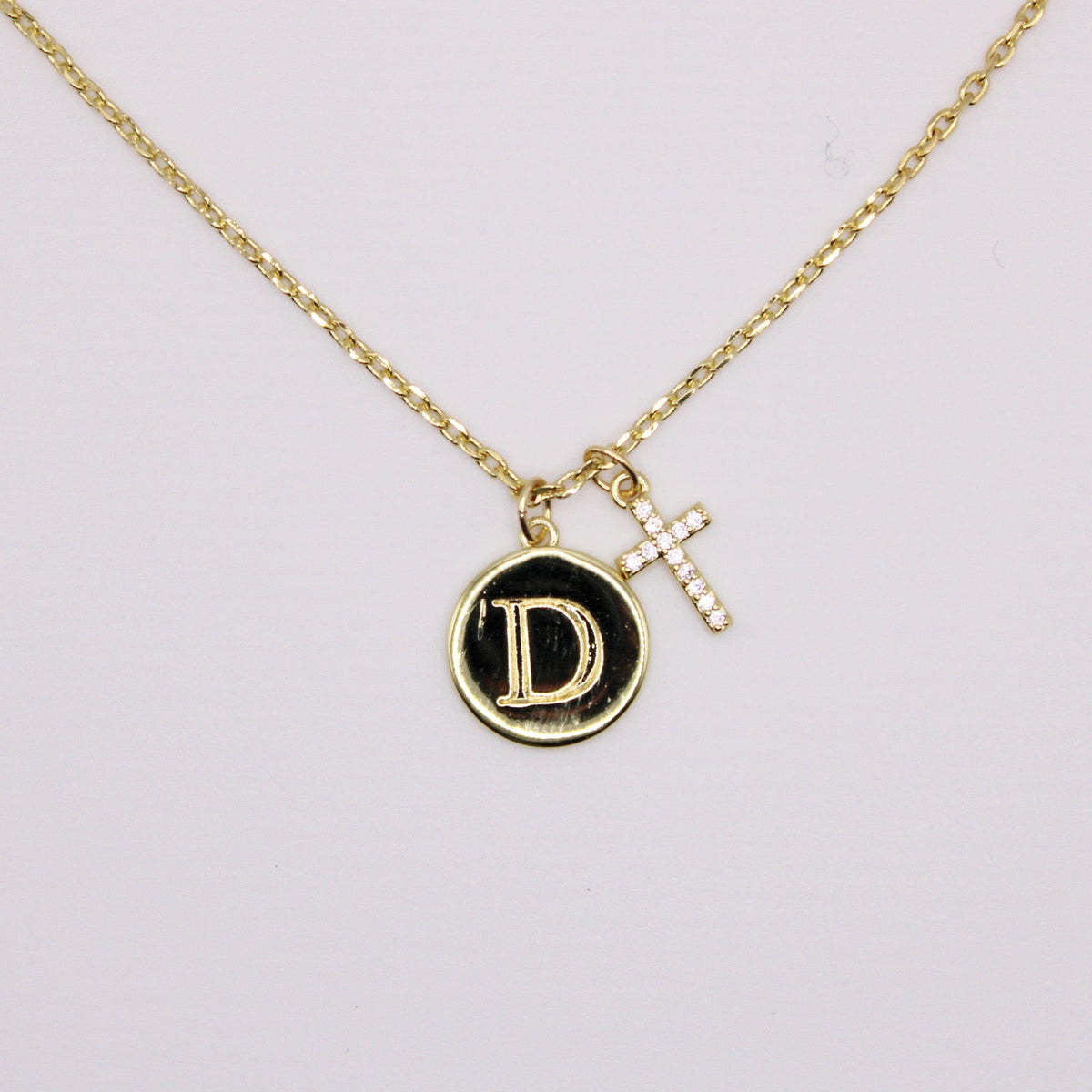 Initial Cross Gold Necklace