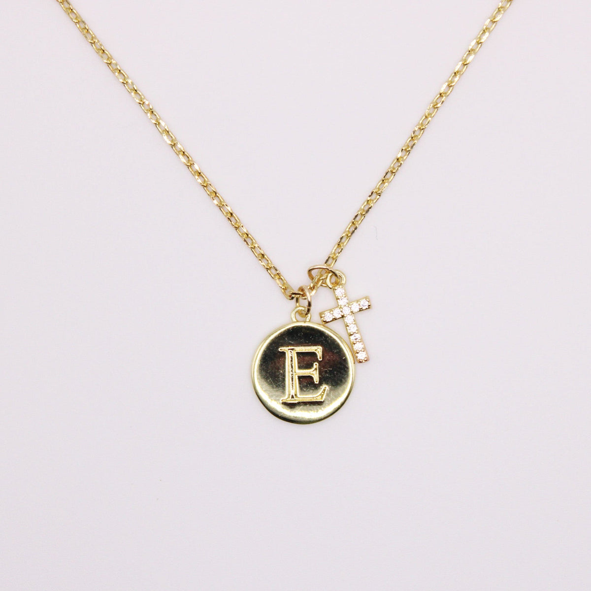 Initial Cross Gold Necklace
