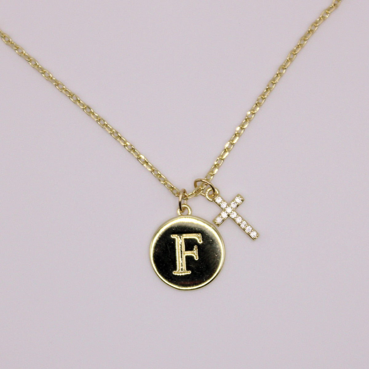 Initial Cross Gold Necklace