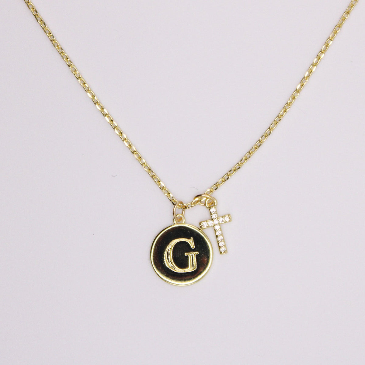 Initial Cross Gold Necklace