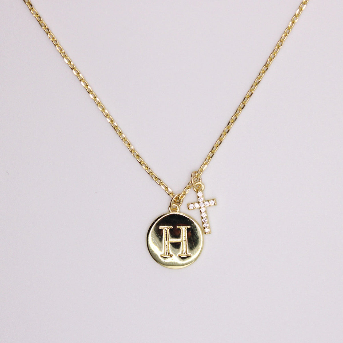 Initial Cross Gold Necklace