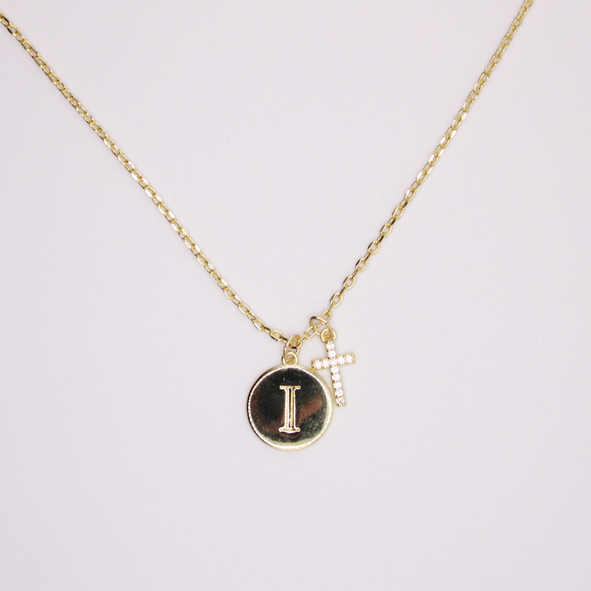 Initial Cross Gold Necklace