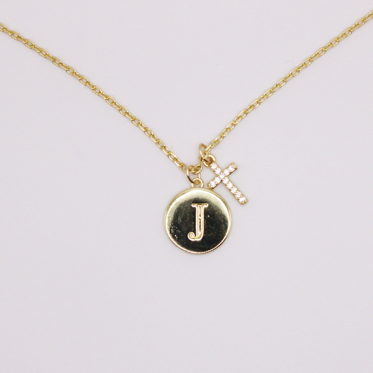 Initial Cross Gold Necklace