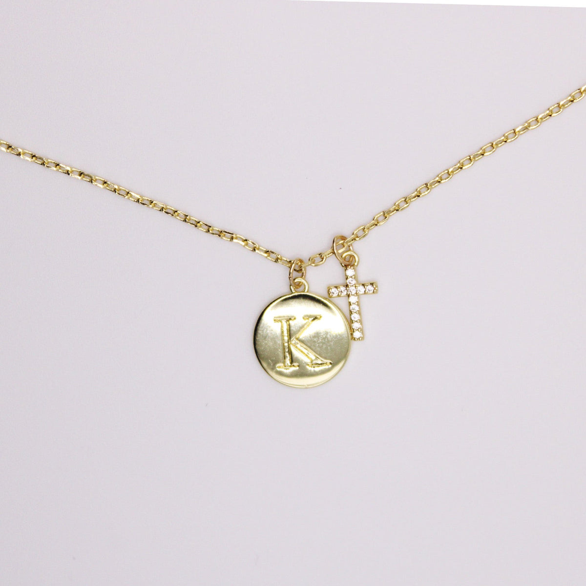 Initial Cross Gold Necklace