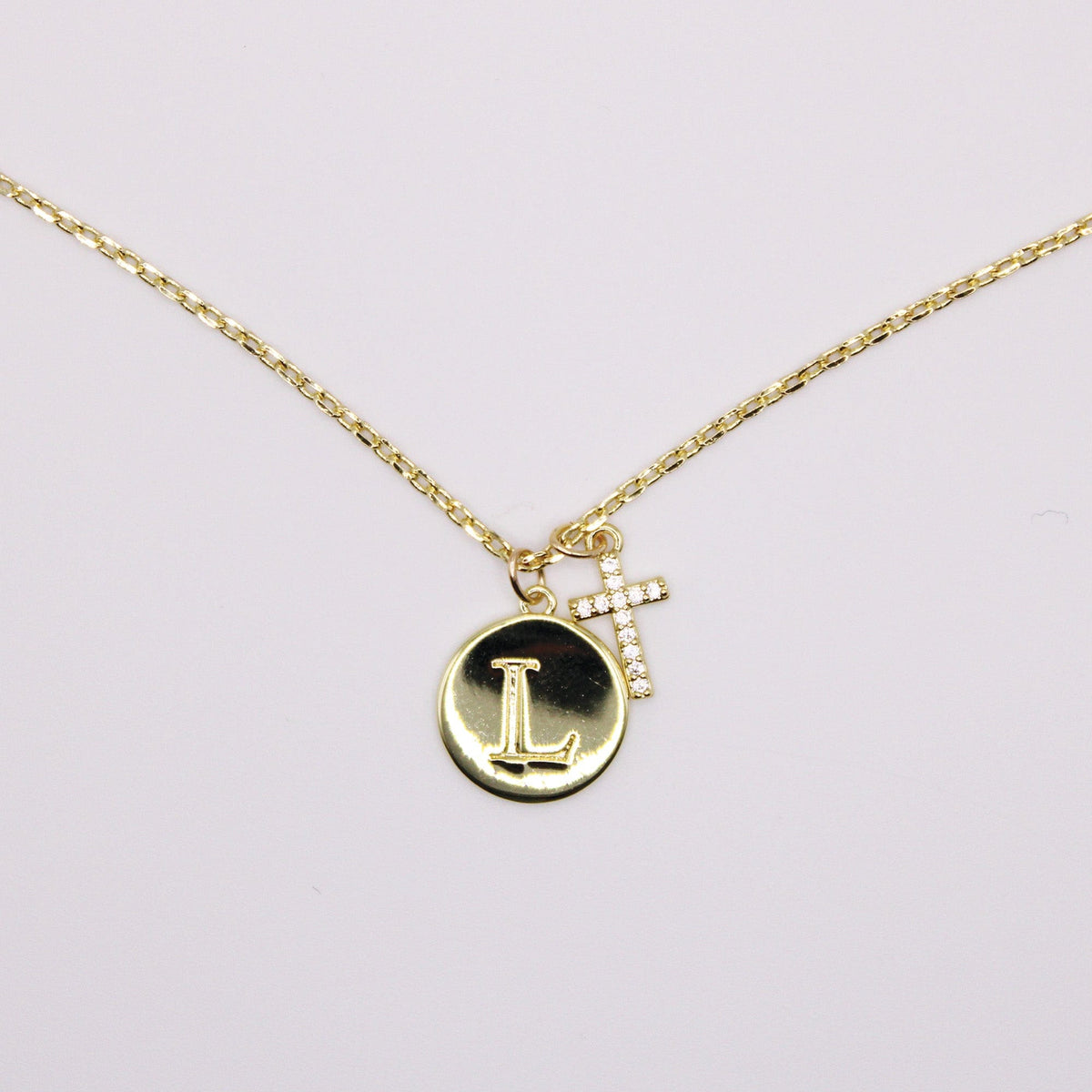 Initial Cross Gold Necklace