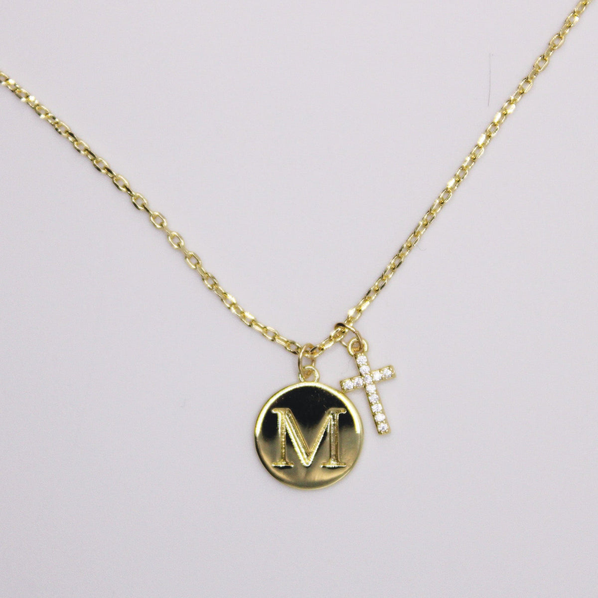Initial Cross Gold Necklace