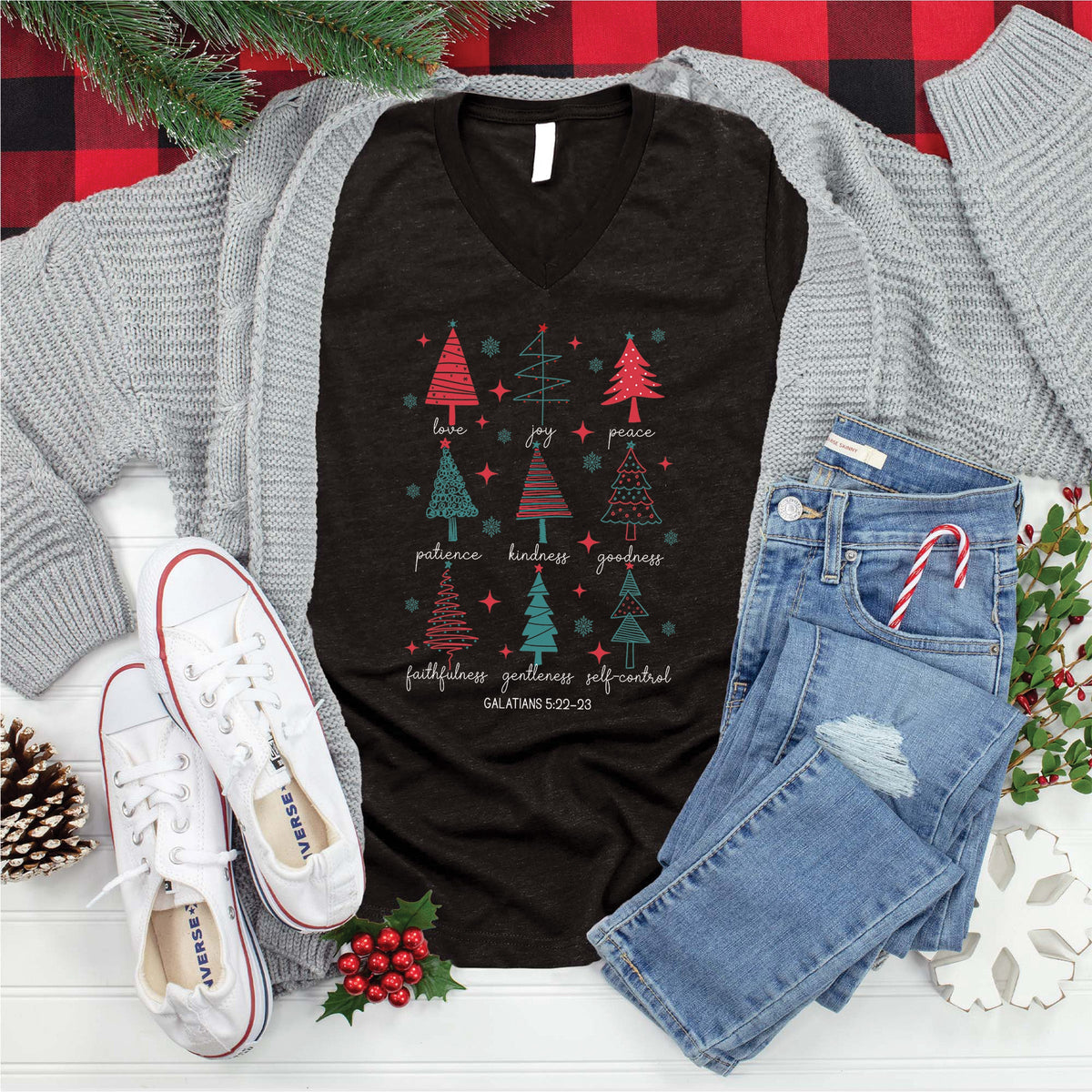Christmas Fruit of the Spirit V-Neck