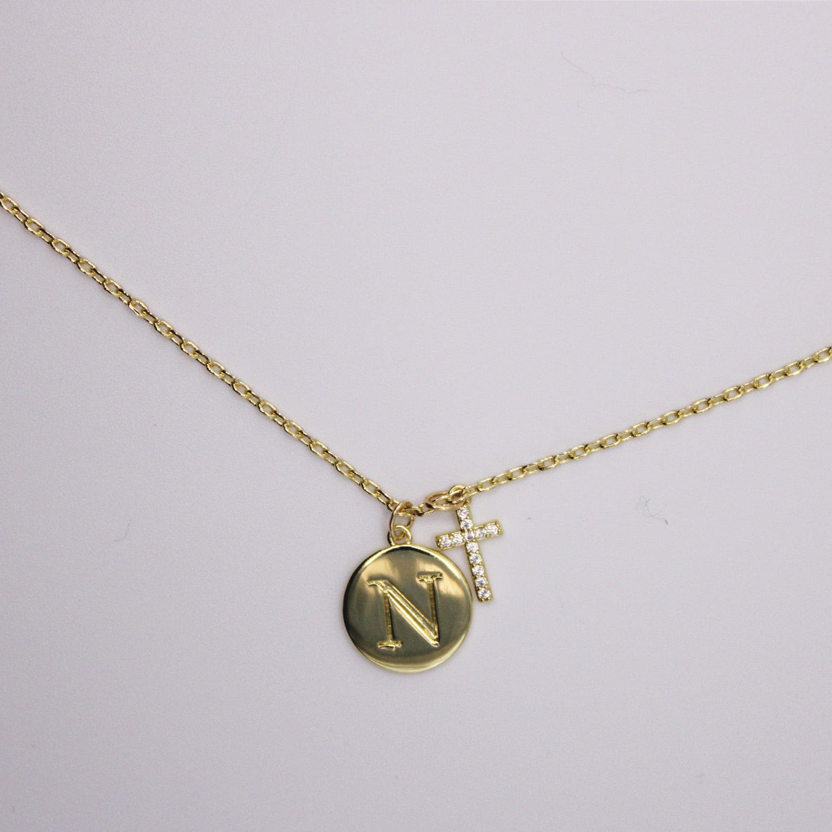 Initial Cross Gold Necklace
