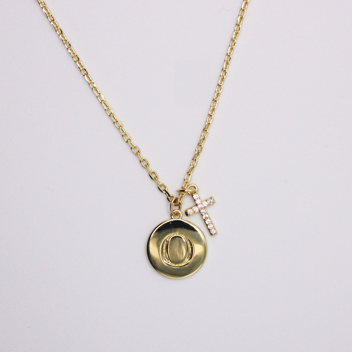 Initial Cross Gold Necklace