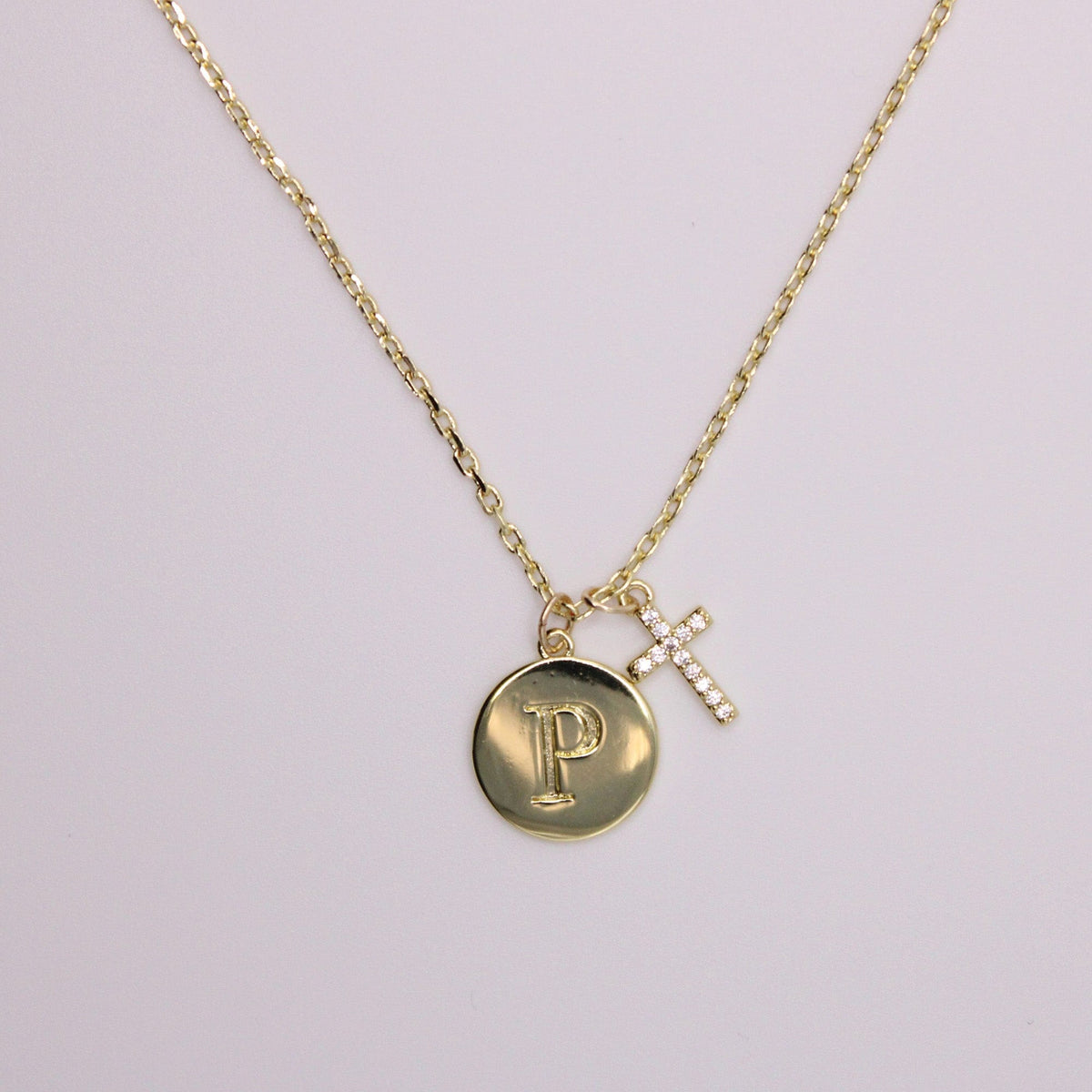 Initial Cross Gold Necklace