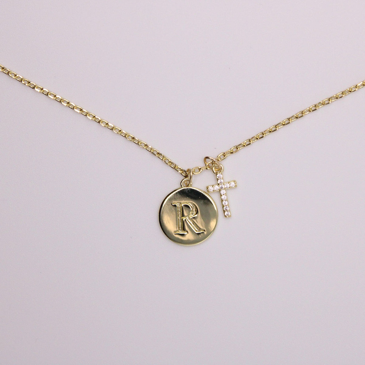 Initial Cross Gold Necklace