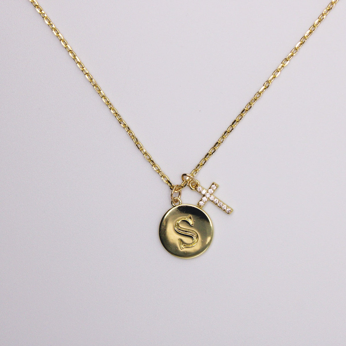 Initial Cross Gold Necklace