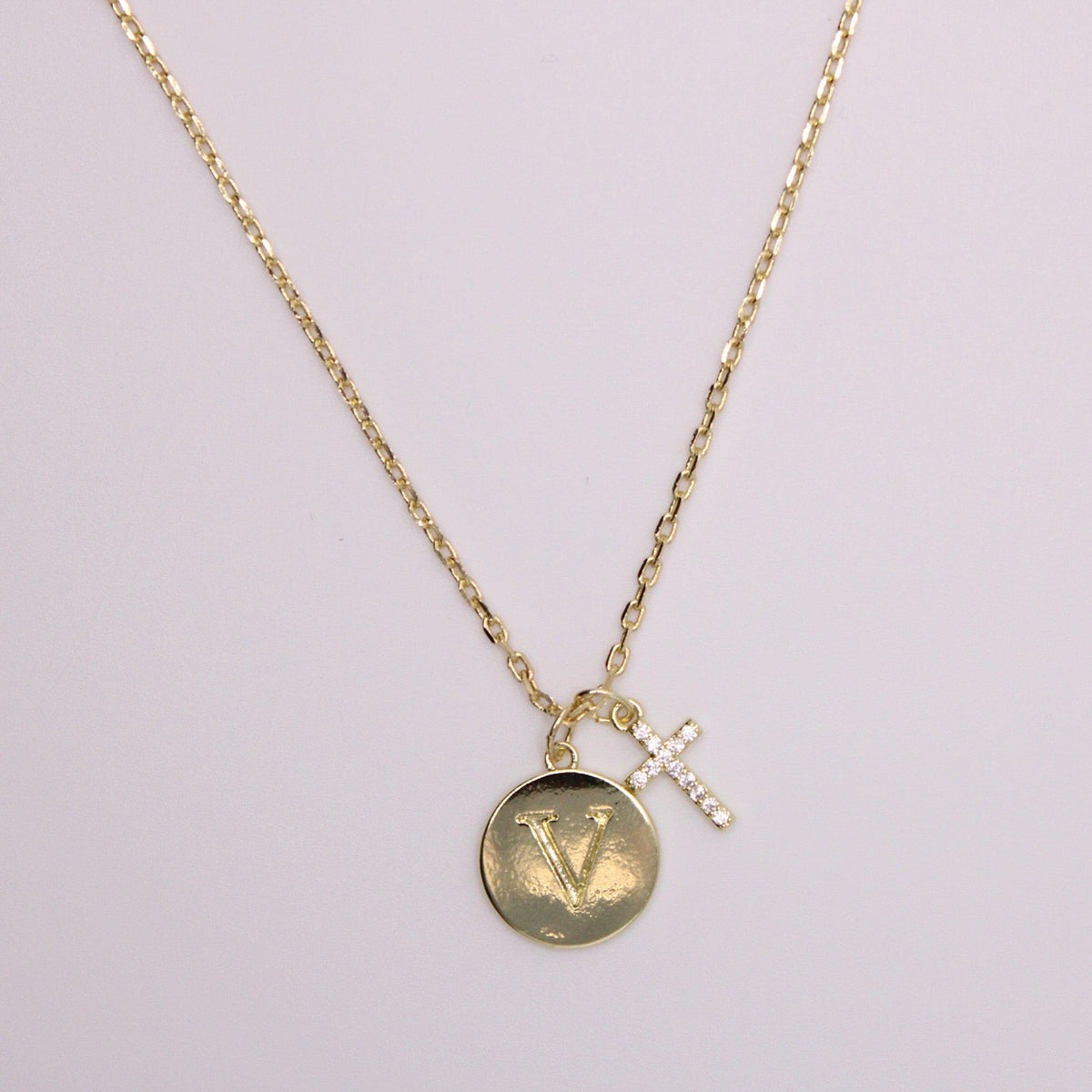 Initial Cross Gold Necklace